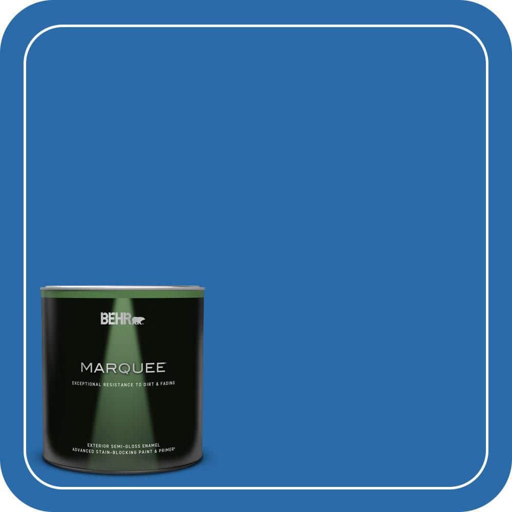 BEHR MARQUEE 1 qt. #MQ4-24 Electric Blue Semi-Gloss Enamel Exterior Paint & Primer (1)