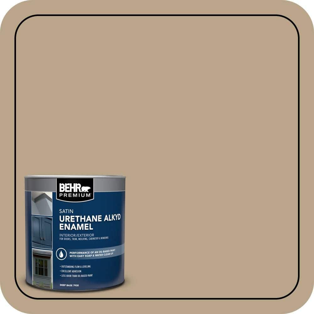 BEHR PREMIUM 1 qt. #710D-4 Harvest Brown Urethane Alkyd Satin Enamel Interior/Exterior Paint (1)