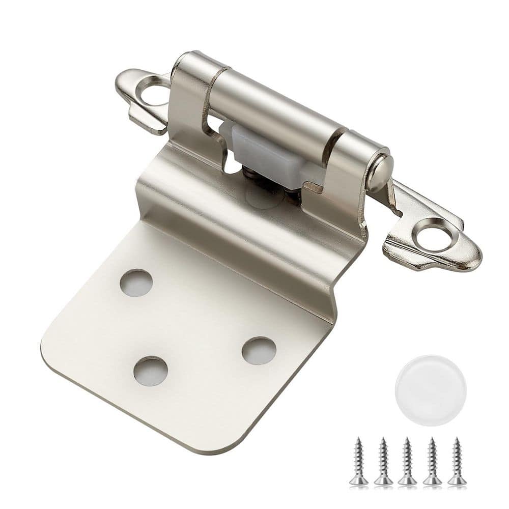 Wudkey 50-Pack 3/8 in. Silver Insert Kitchen Cabinet Hinges, Satin Nickel Self Closing Hinges for Kitchen Cabinet Doors