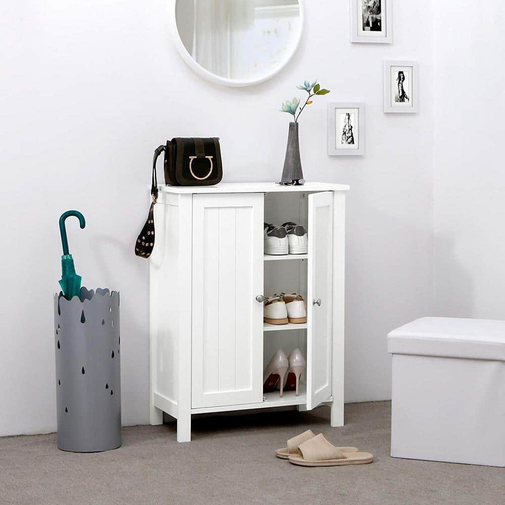 Hooseng 23.6 in. W Free Standing Linen Cabinet Bathroom Floor Cabinet with Adjustable Shelf in White (3)