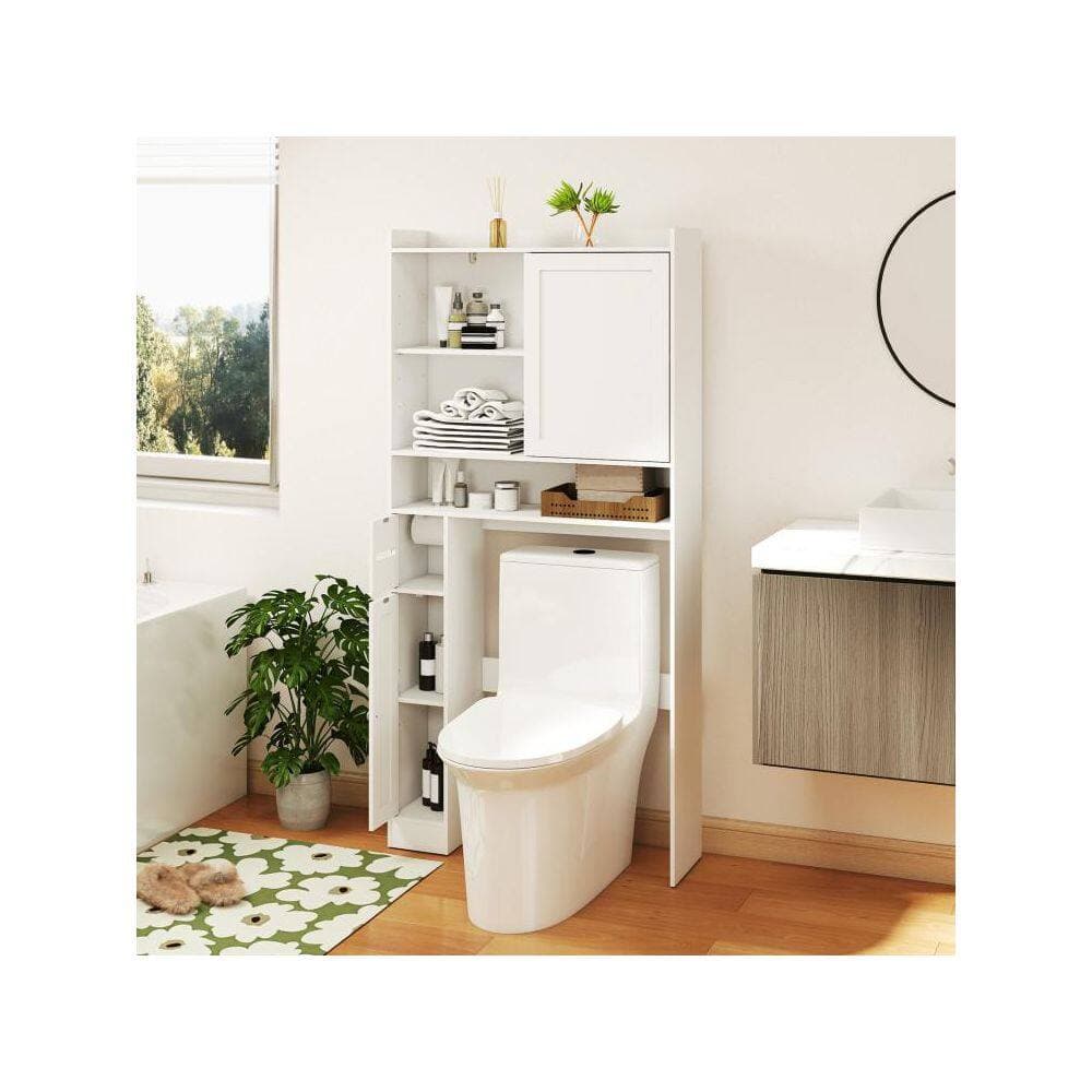Boyel Living 32.5 in. W x 67.5 in. H x 10 in. D White Over the Toilet Storage with Doors and Adjustable Shelves (2)