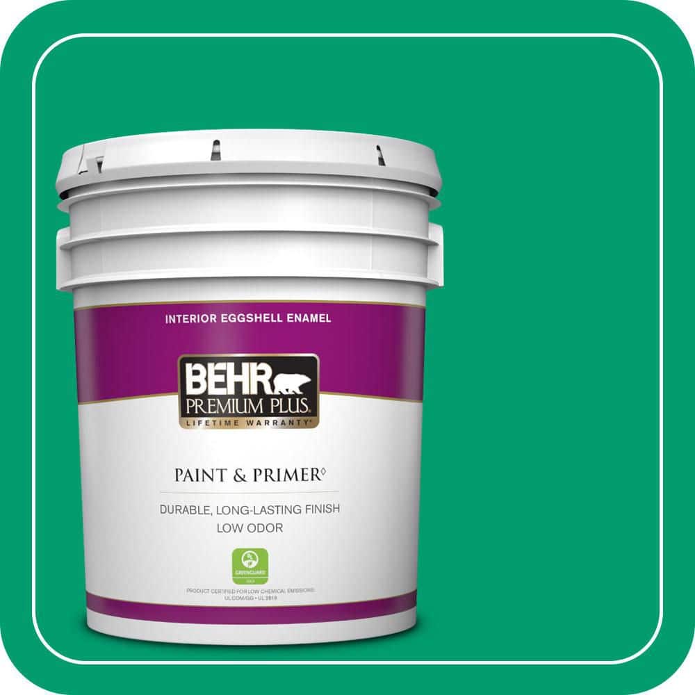 BEHR PREMIUM PLUS 5 gal. #S-G-460 Mint Sprig Eggshell Enamel Low Odor Interior Paint & Primer
