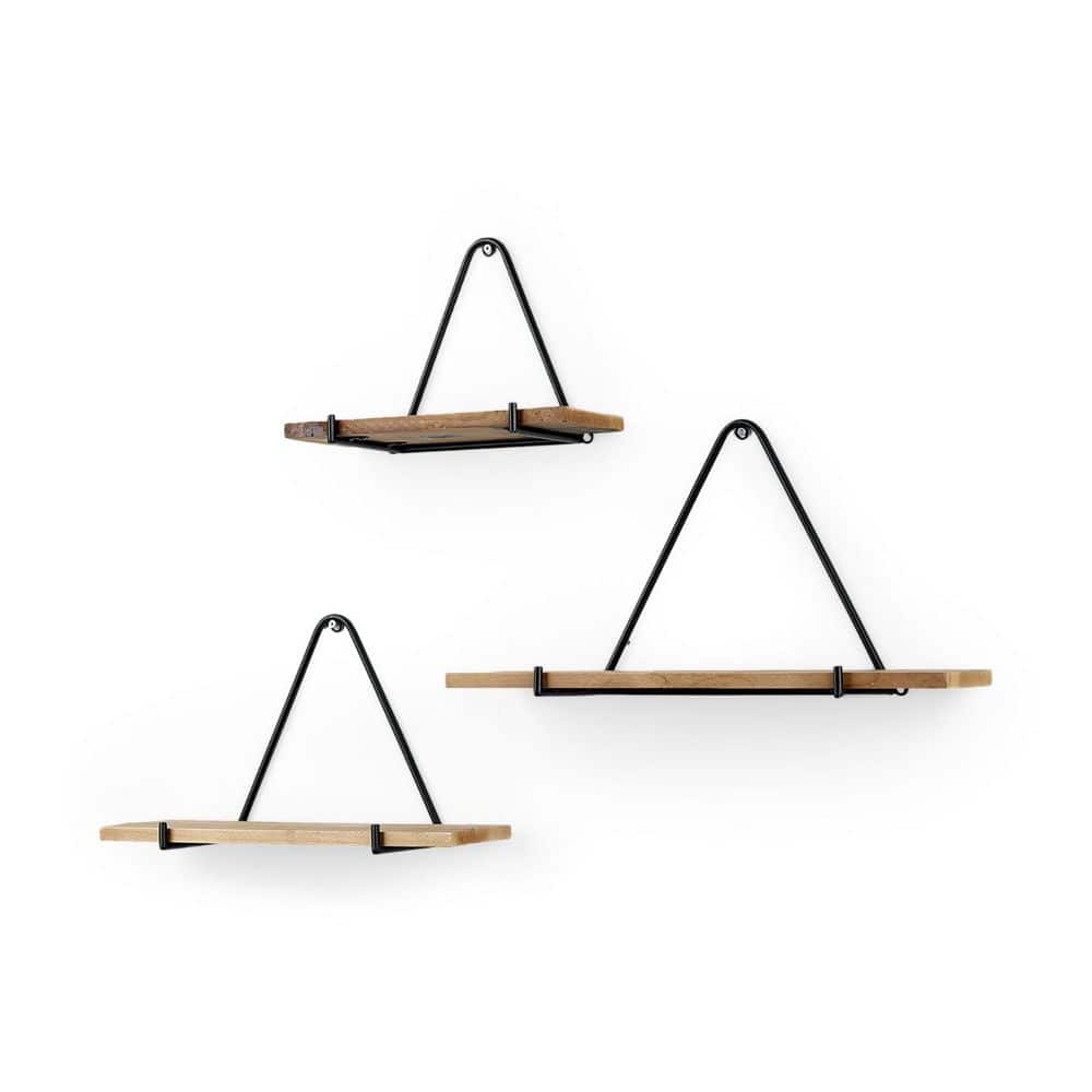 HomeRoots 10.24 in. W x 18.9 in. H x 5.5 in. D Metal Triangle Shelf in Black