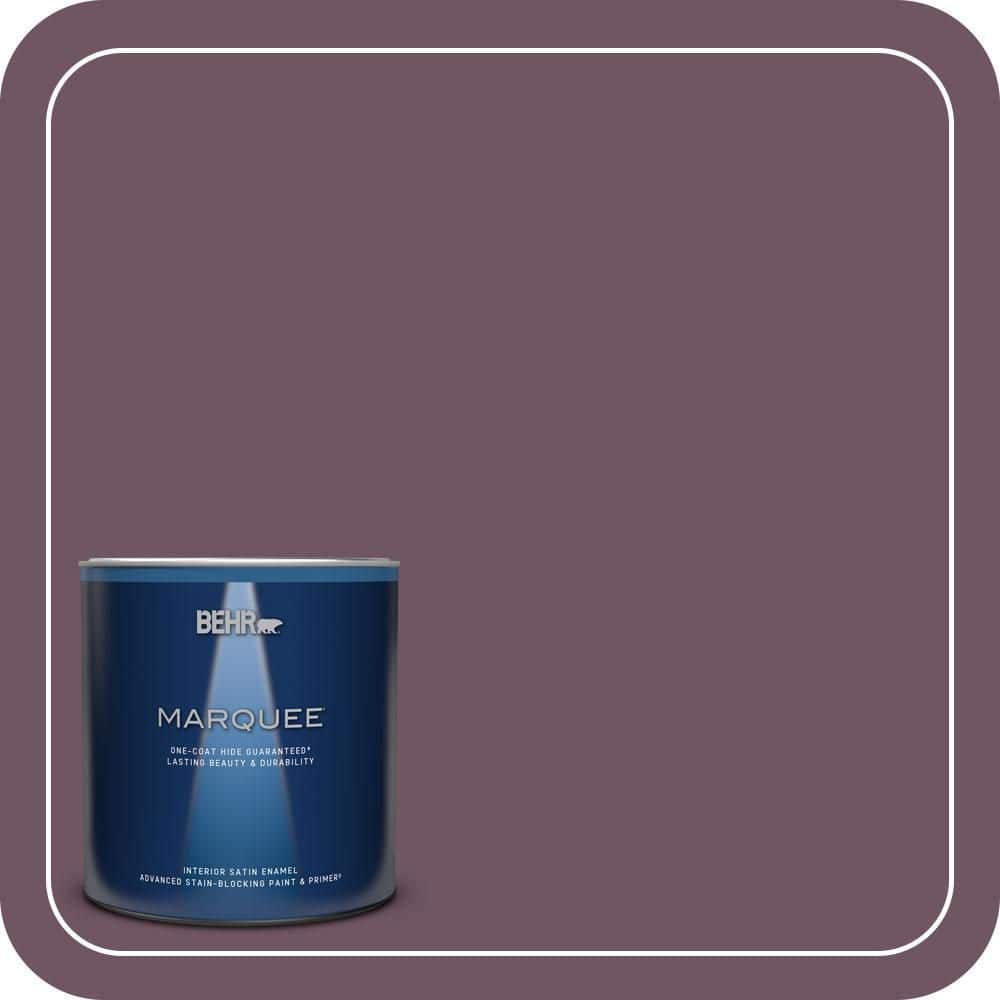 BEHR MARQUEE 1 qt. #S110-7 Exotic Eggplant One-Coat Hide Satin Enamel Interior Paint & Primer
