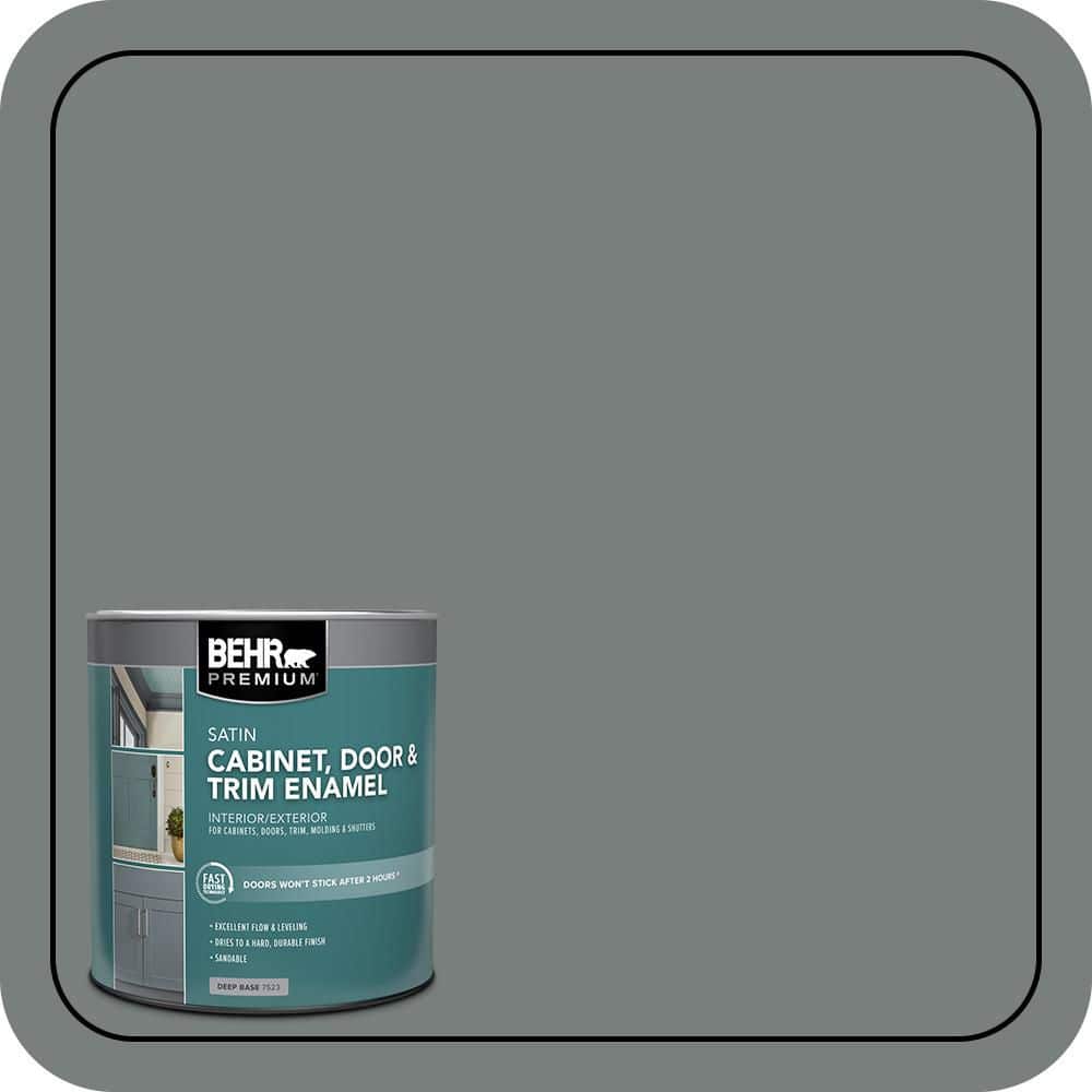 BEHR PREMIUM 1 qt. #PPU25-18 Shutter Gray Satin Enamel Interior/Exterior Cabinet, Door & Trim Paint