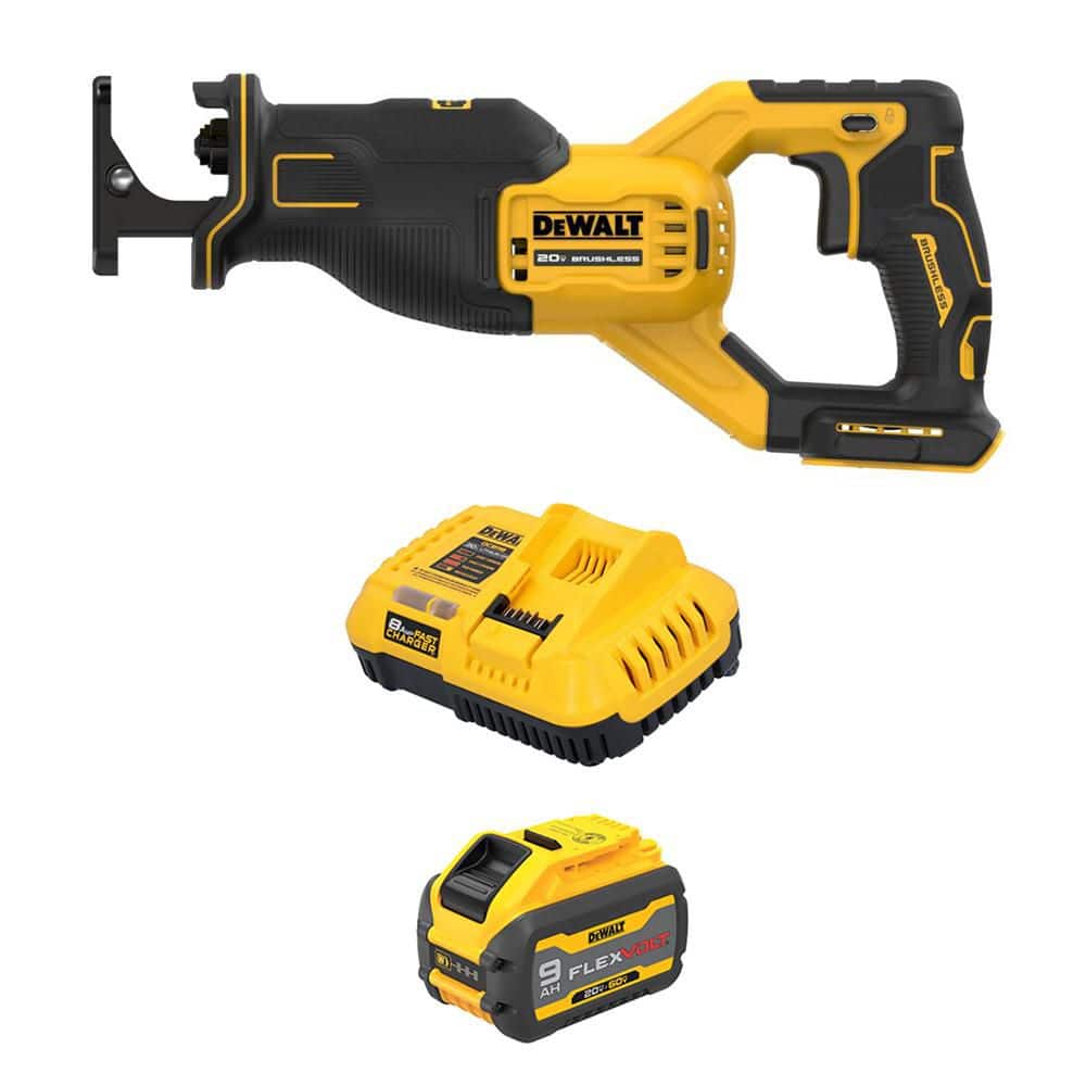 DEWALT 20V MAX Lithium-Ion Cordless Brushless Reciprocating Saw with 20V/60V MAX flexvolt 9.0 Ah Battery and Charger (1)