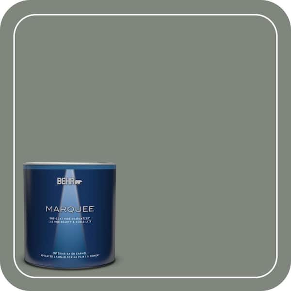 BEHR MARQUEE 1 qt. #N410-5 Village Green One-Coat Hide Satin Enamel Interior Paint & Primer (2)