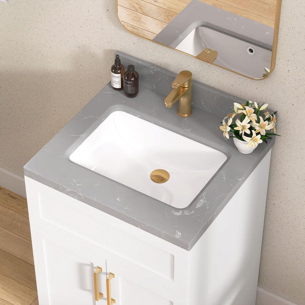 Getpro 42 in. W 22 in. D Engineered Stone Rectangular Right Offset Single Sink Vanity Top with 4 in. Backsplash