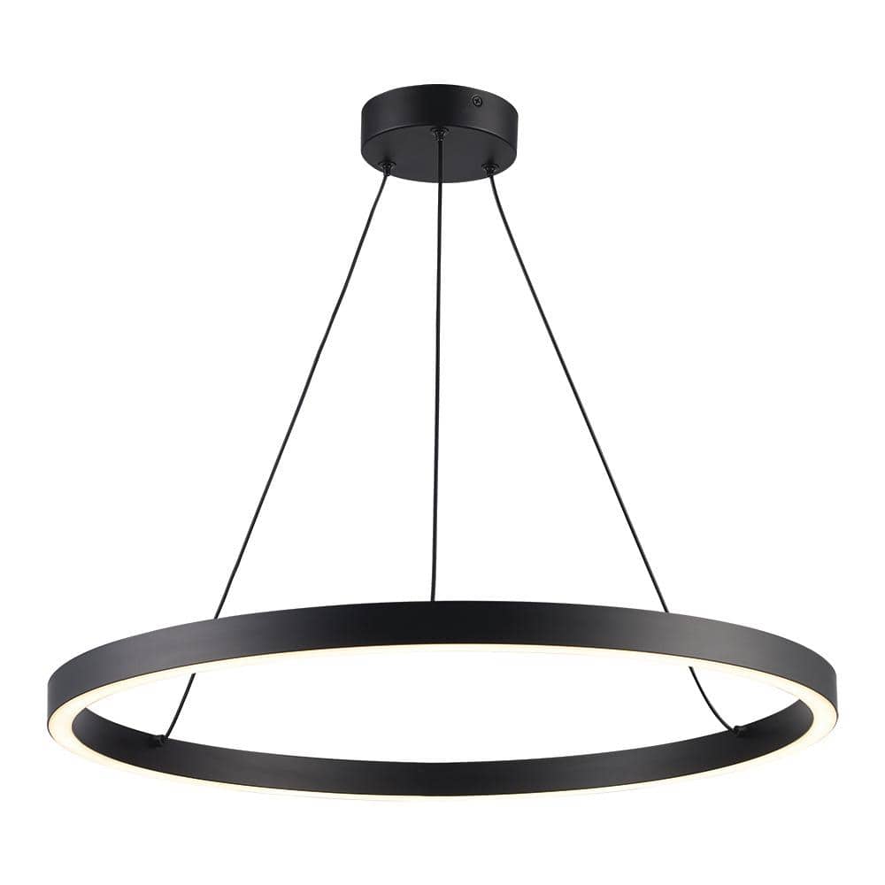 Hampton Bay 24 in. Kestle 1-Light Black Integrated LED Pendant Light (3)