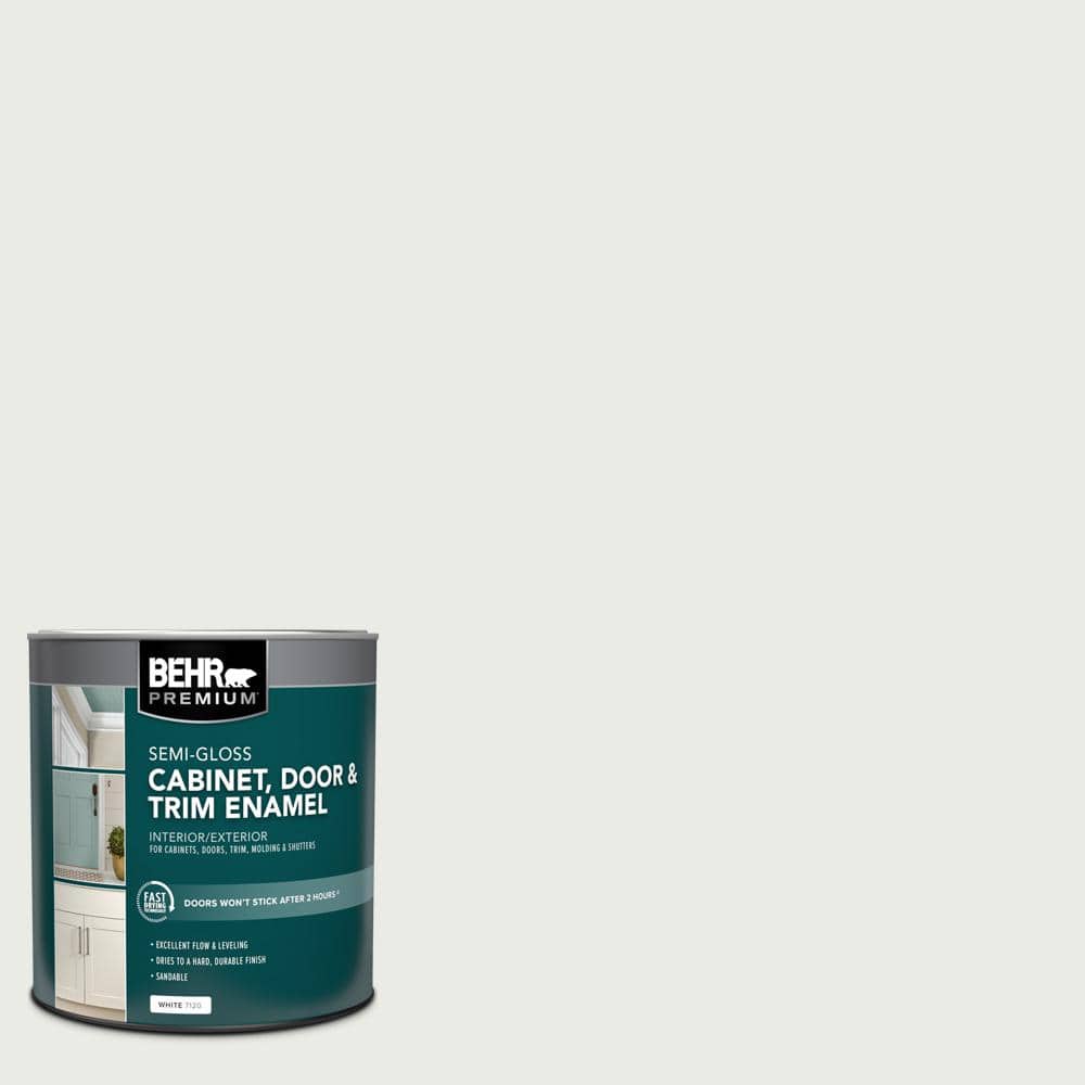BEHR PREMIUM 1 qt. #PPU12-12 Gallery White Semi-Gloss Enamel Interior/Exterior Cabinet, Door & Trim Paint (1)