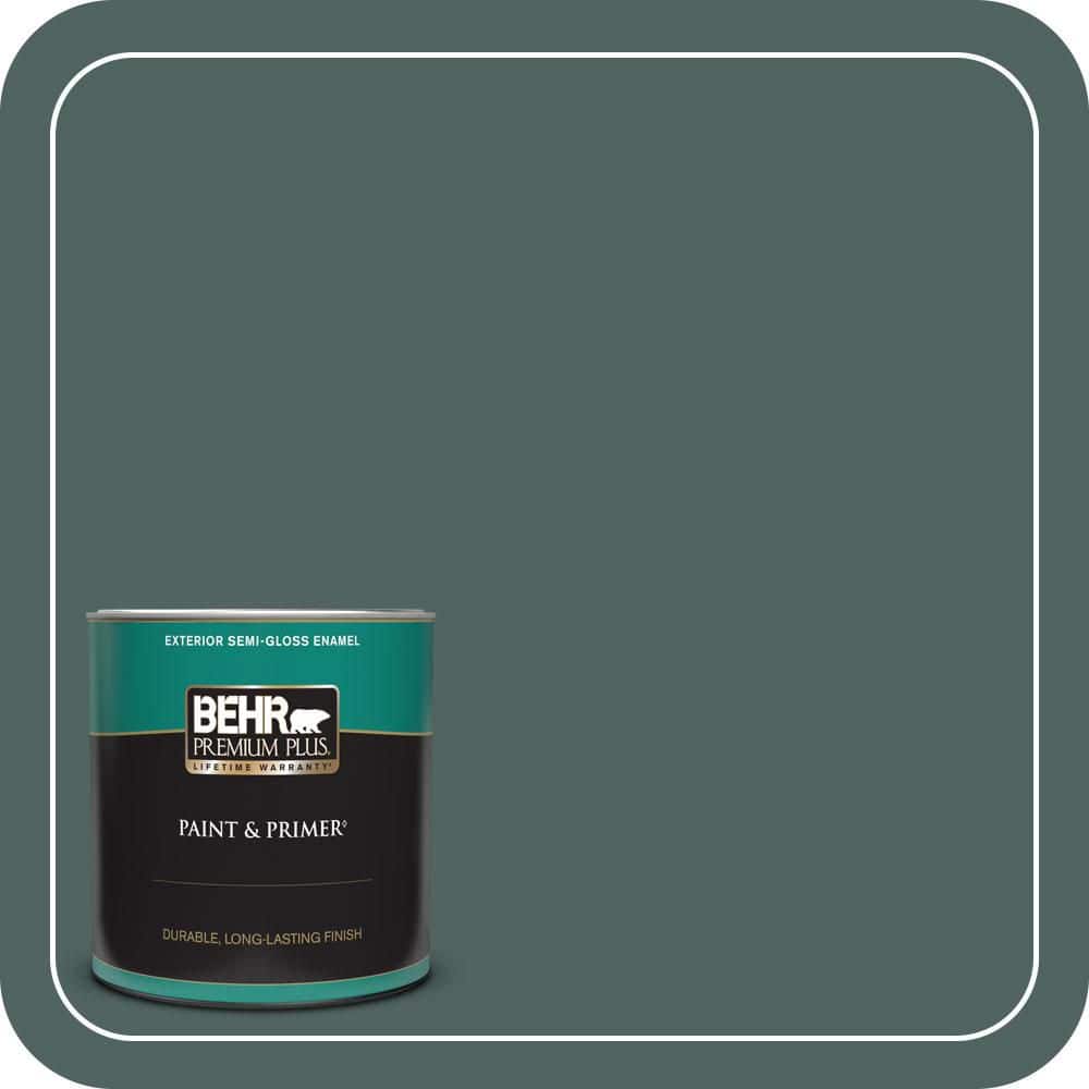 BEHR PREMIUM PLUS 1 qt. #S430-7 Blue Fir Semi-Gloss Enamel Exterior Paint & Primer
