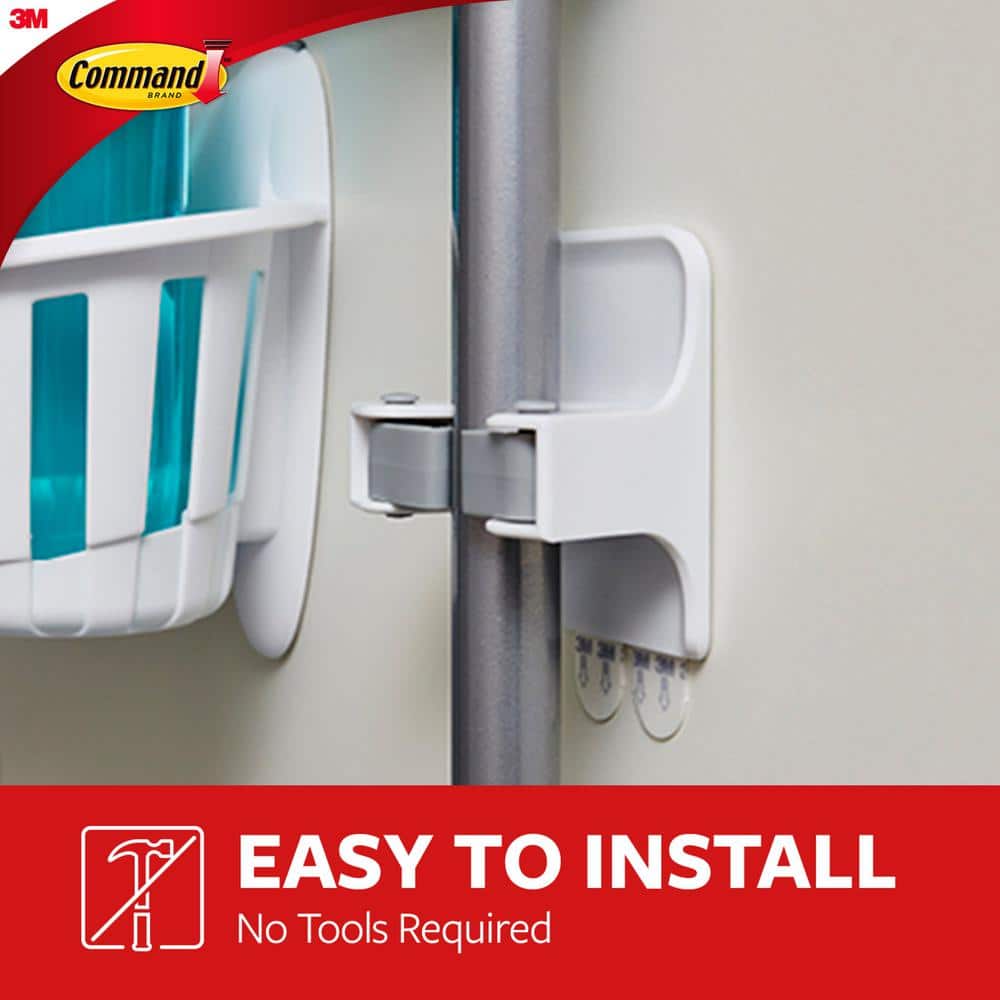 Command Broom and Mop Grippers Wall Hook, White, Damage Free Organizing, 2-Hangers (4)
