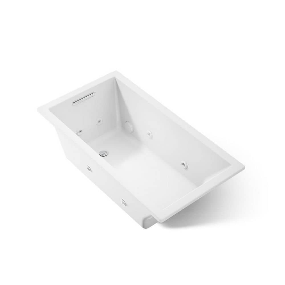 KOHLER Underscore 59.99 in. x 31.99 in. Rectangular Whirlpool Bathtub with Reversible Drain in White
