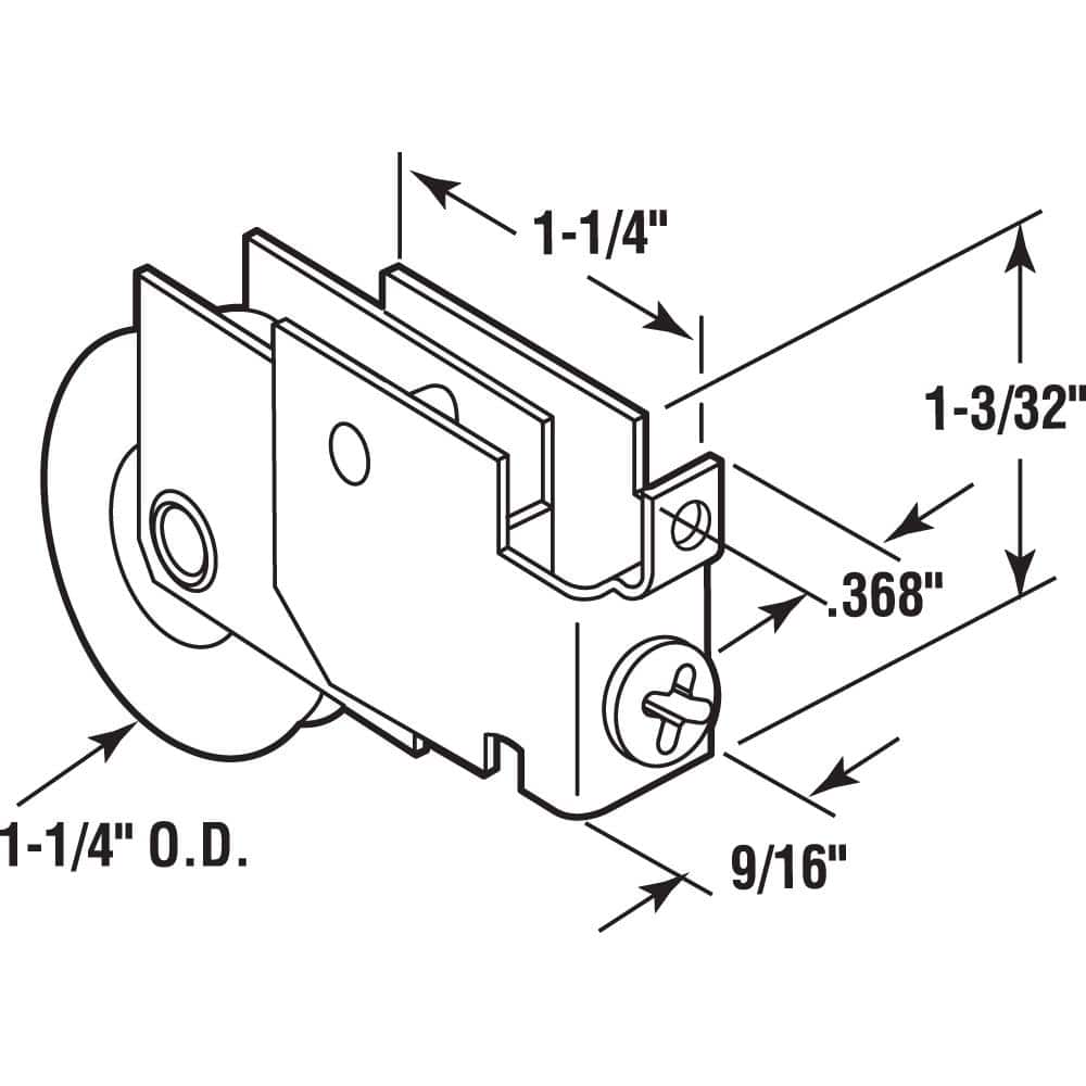 Prime-Line 1-1/4 in. Steel F-Tab Style Roller with Ball Bearing (2)