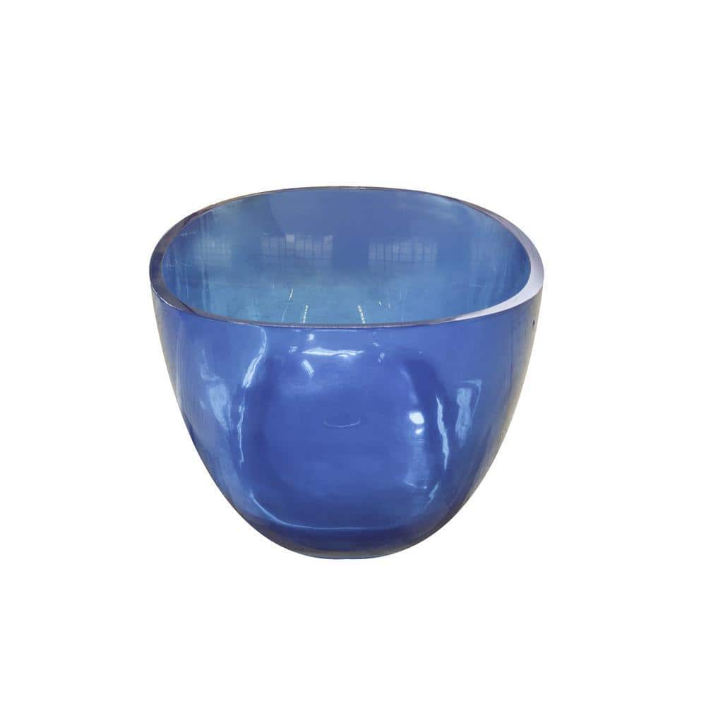 Dimakai 64.0 in. x 29.6 in. Resin Soaking Flat Bottom Bathtub Straight Top Tub without Drain in Blue Polished (3)