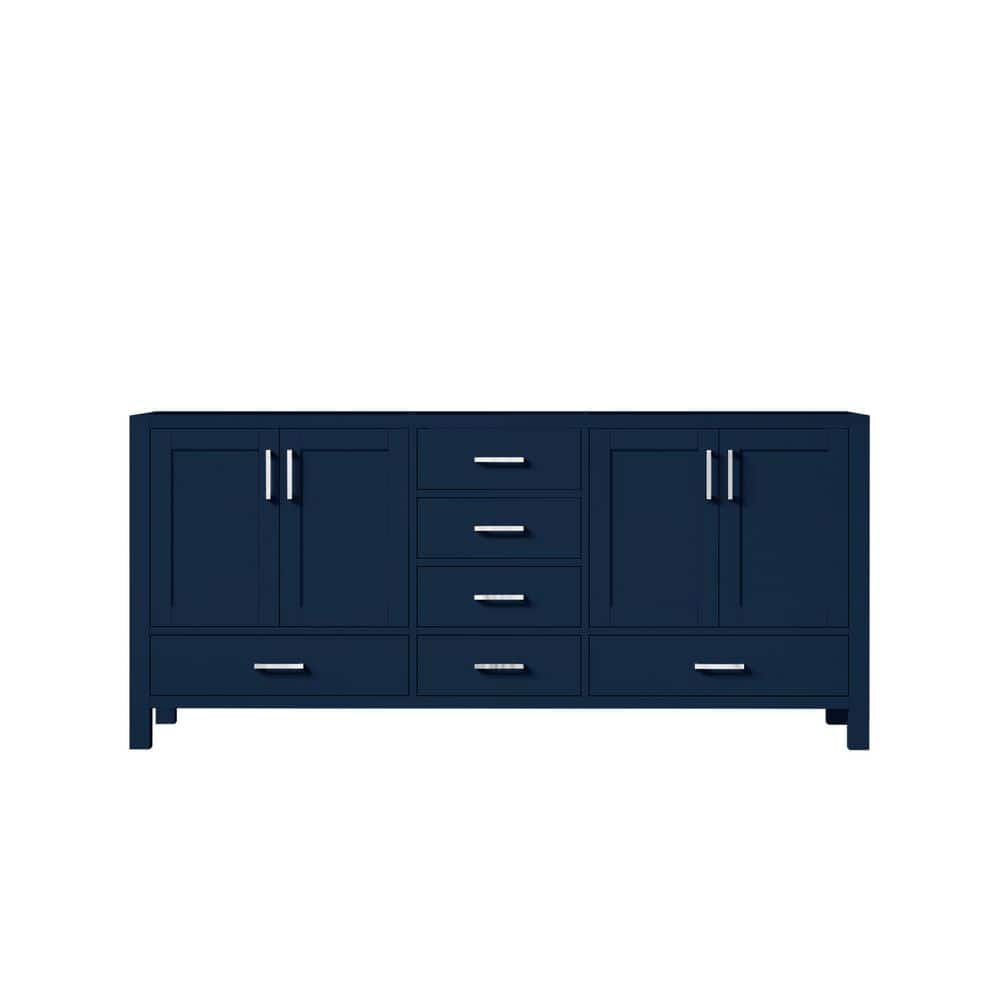 Lexora Jacques 72 in. W x 22 in. D x 34 in. H Bath Vanity Cabinet without Top in Navy Blue (3)