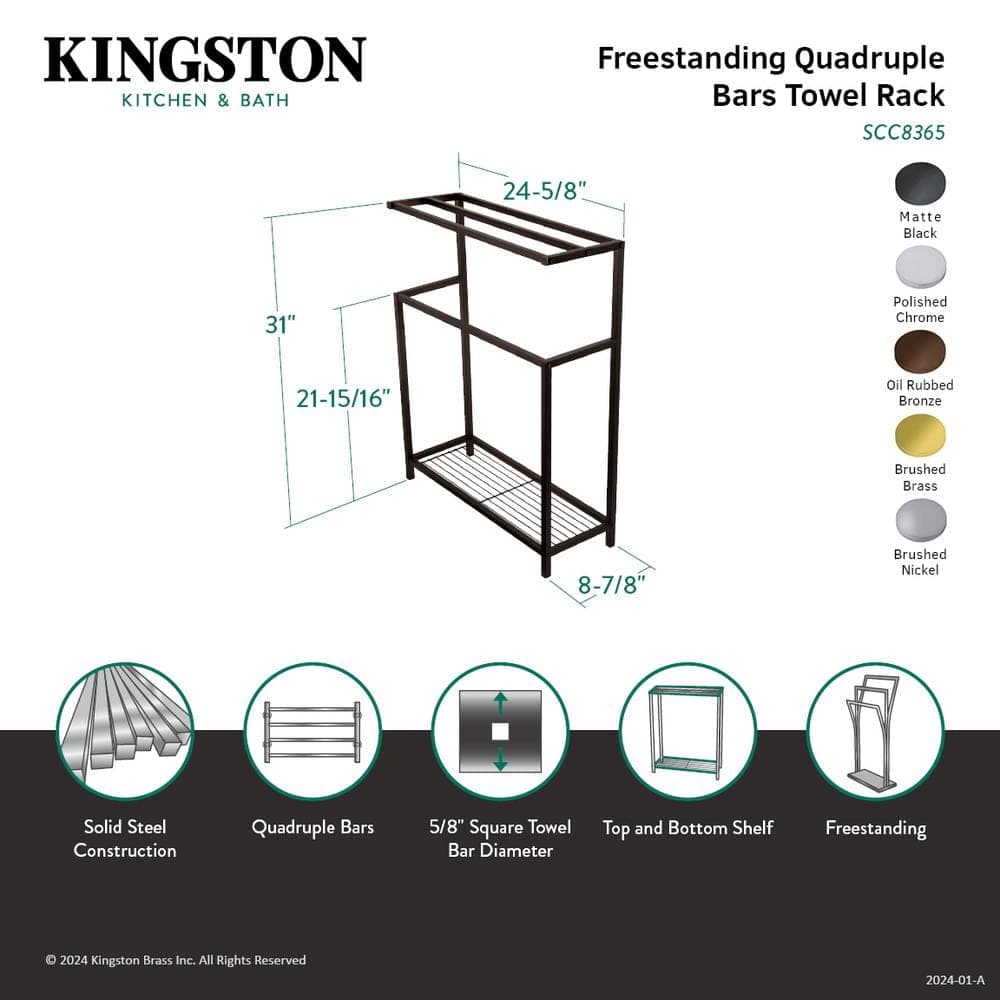 Kingston Brass Edenscape 4-Bar Freestanding Towel Rack in Matte Black (3)