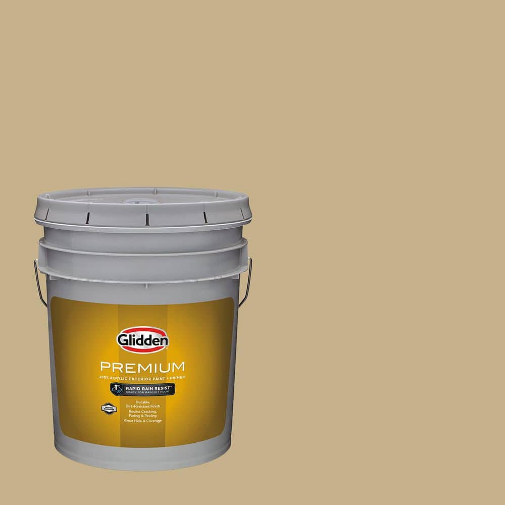 Glidden Premium 5 gal. PPG1103-4 Earthy Cane Flat Exterior Latex Paint