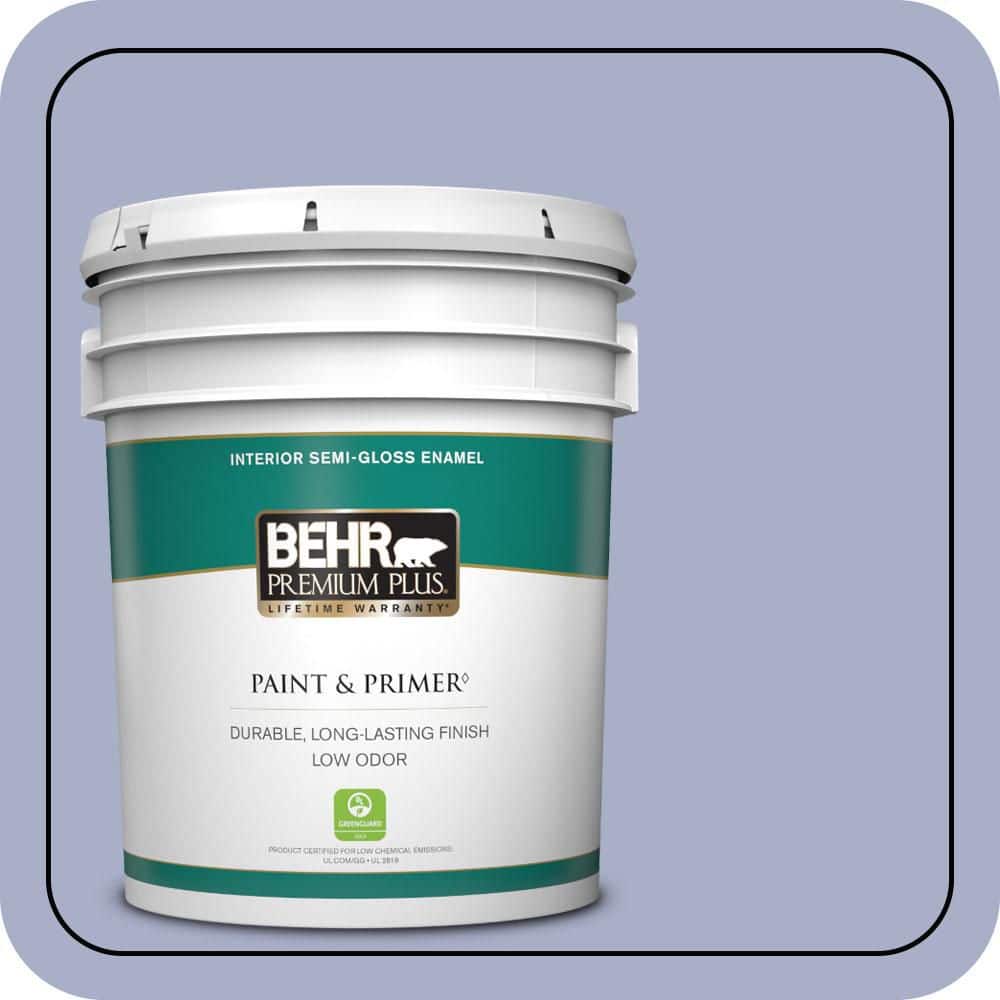 BEHR PREMIUM PLUS 5 gal. #S540-3 Meadow Phlox Semi-Gloss Enamel Low Odor Interior Paint & Primer