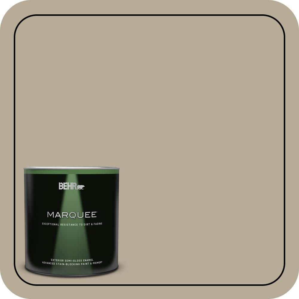 BEHR MARQUEE 1 qt. #N310-4 Desert Khaki Semi-Gloss Enamel Exterior Paint & Primer