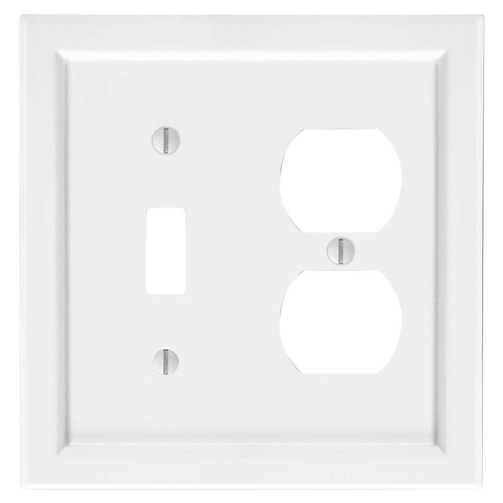 AMERELLE Shaker 2-Gang White 1-Toggle/1-Duplex BMC Wood Wall Plate (1)