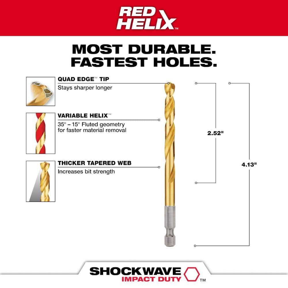 Milwaukee SHOCKWAVE 17/64 in. Titanium Twist Drill Bit (4)