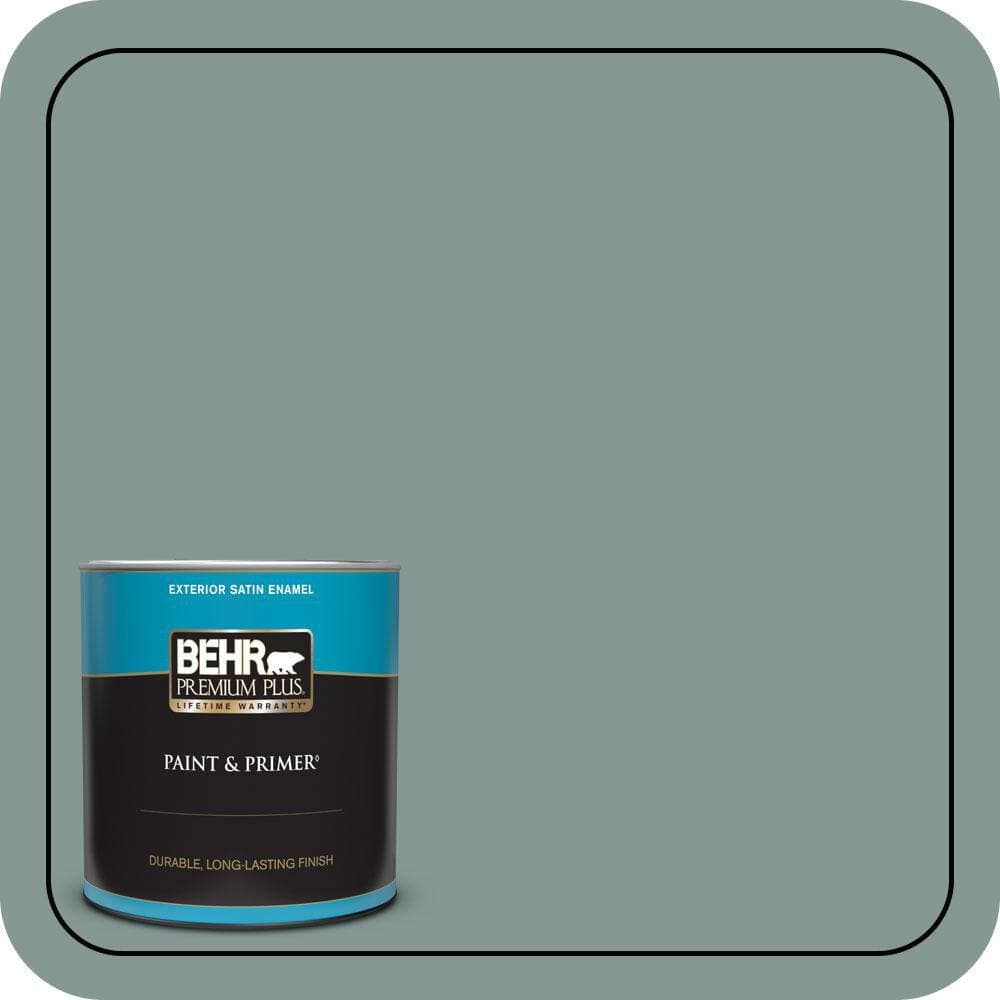BEHR PREMIUM PLUS 1 qt. #T18-15 In The Moment Satin Enamel Exterior Paint & Primer