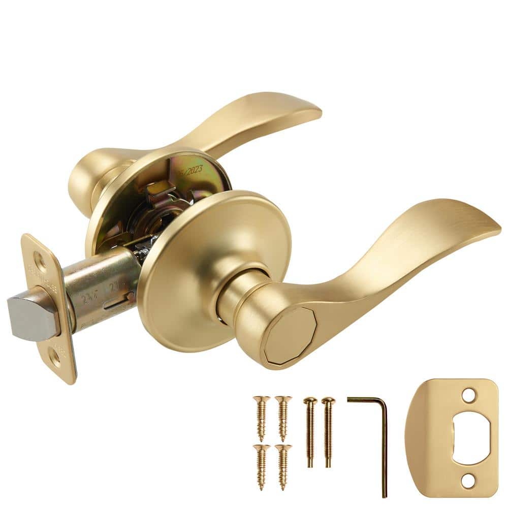 Design House Springdale Door Handle for Passage Hall and Closet Doors - Satin Gold Door Lever (1)