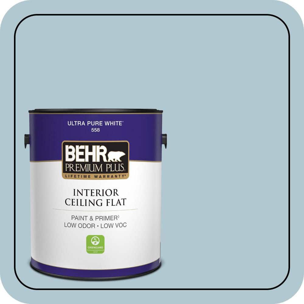 BEHR PREMIUM PLUS 1 gal. #S470-2 Gentle Sea Ceiling Flat Interior Paint & Primer (1)