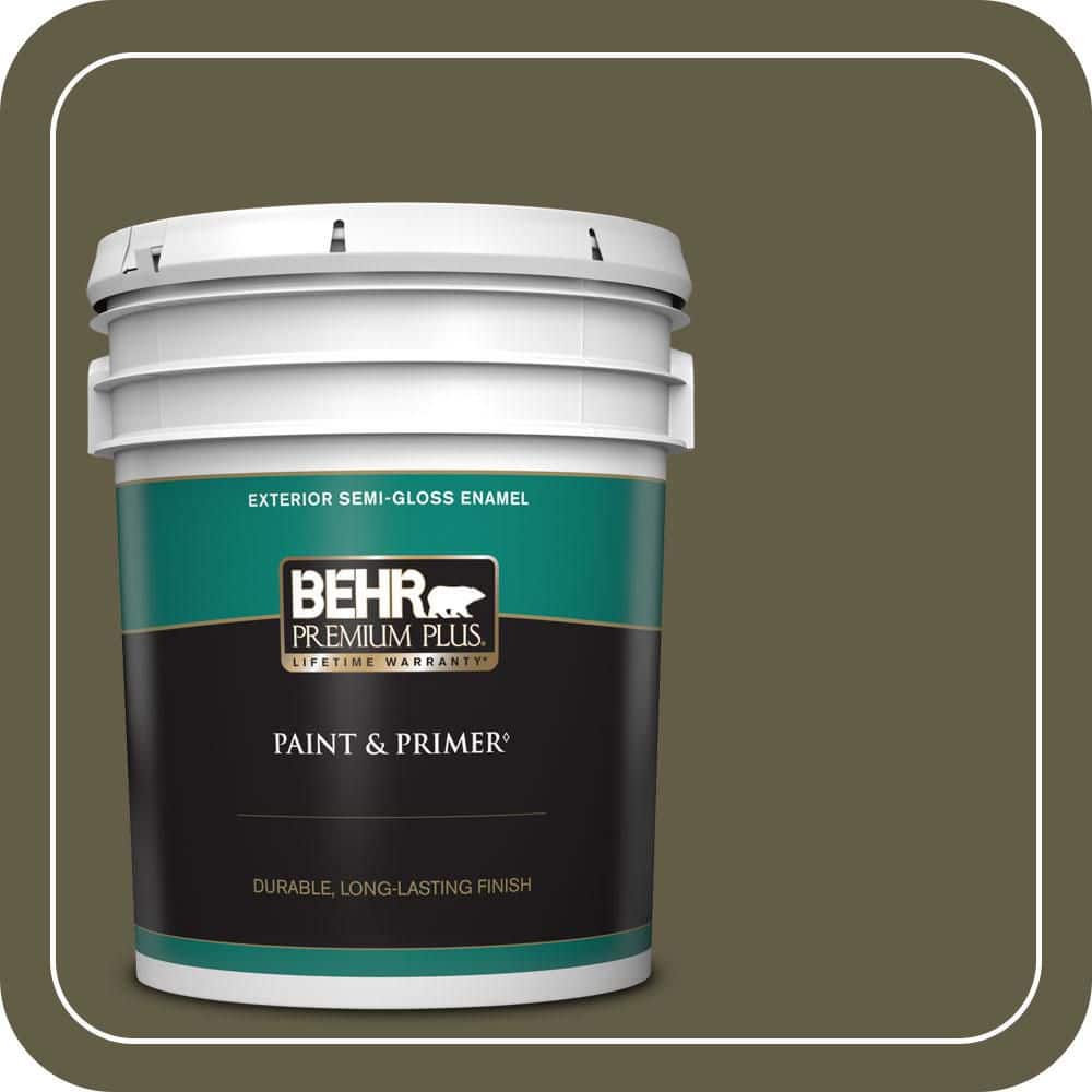 BEHR PREMIUM PLUS 5 gal. #MQ6-28 Crushed Oregano Semi-Gloss Enamel Exterior Paint & Primer