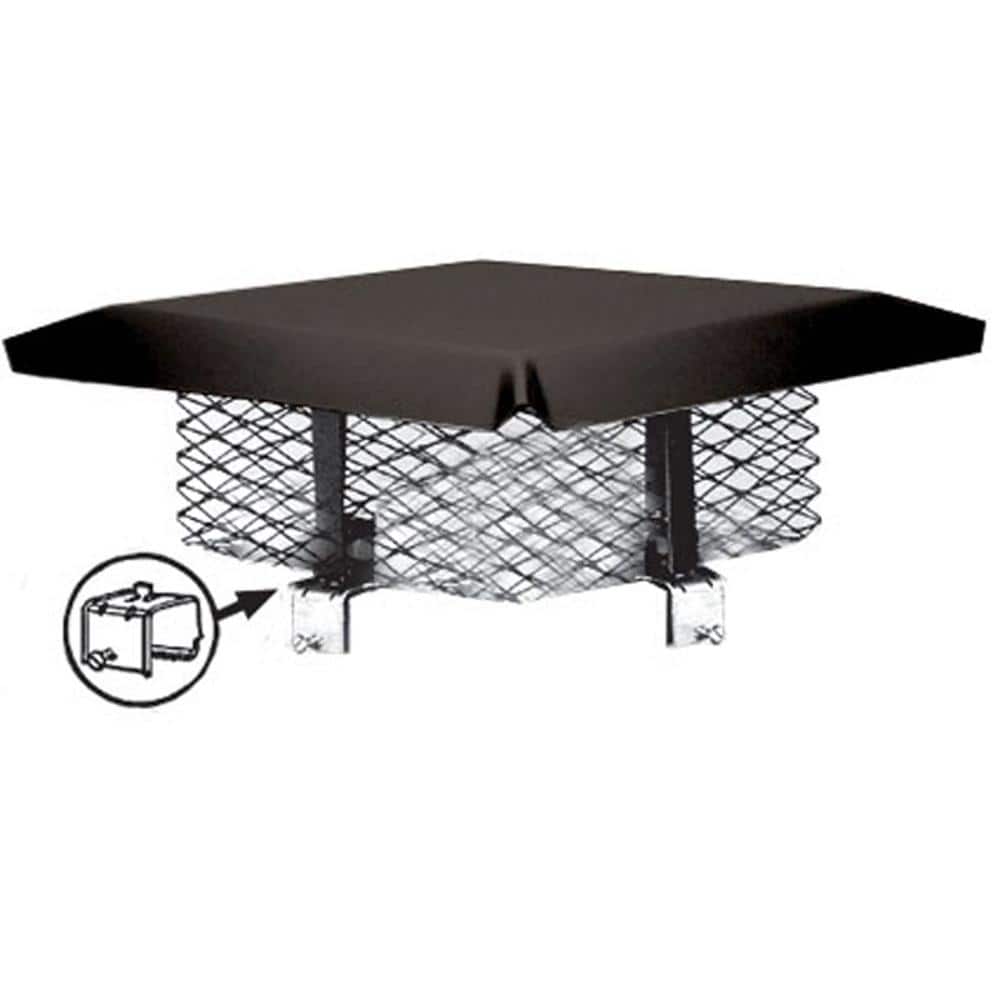 Master Flow 8 in. x 8 in. Galvanized Steel Adjustable Chimney Cap in Black (2)