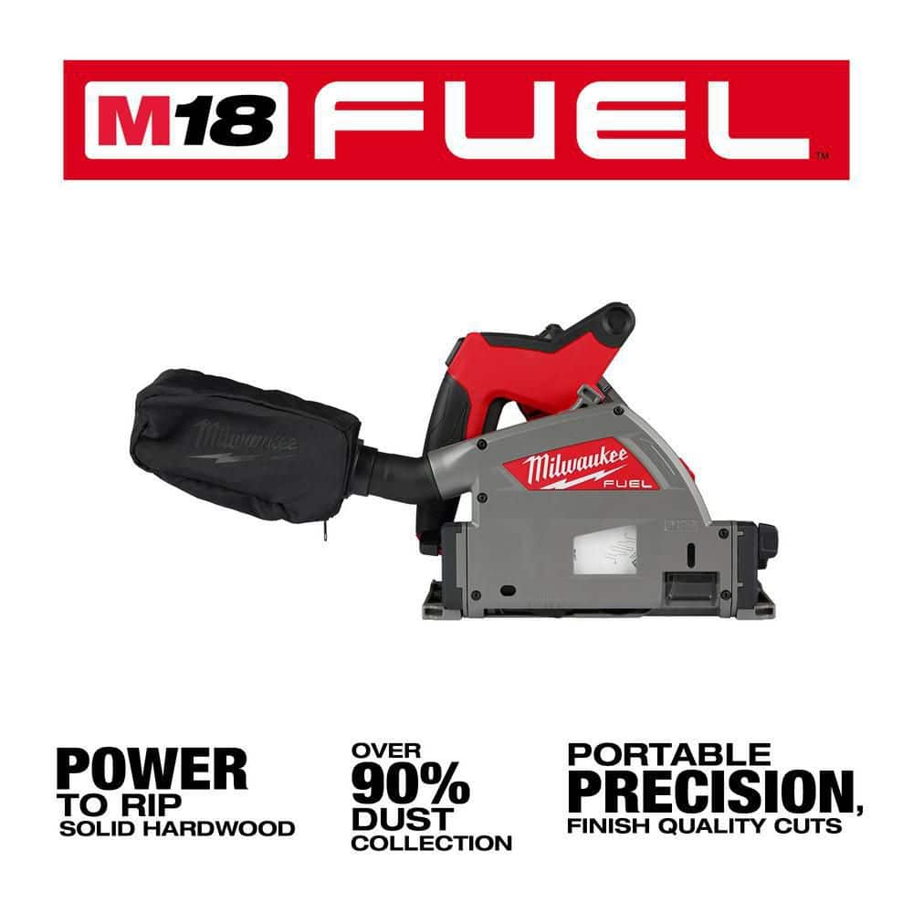 Milwaukee M18 FUEL 18V Lithium-Ion Brushless Cordless 6-1/2 in. Plunge Track Saw Kit w/55 in. Track Saw Guide Rail & Track Clamps (3)