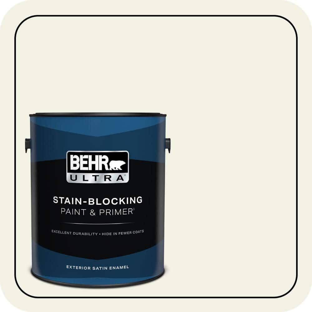 BEHR ULTRA 1 gal. #W-F-710 Hushed White Satin Enamel Exterior Paint & Primer