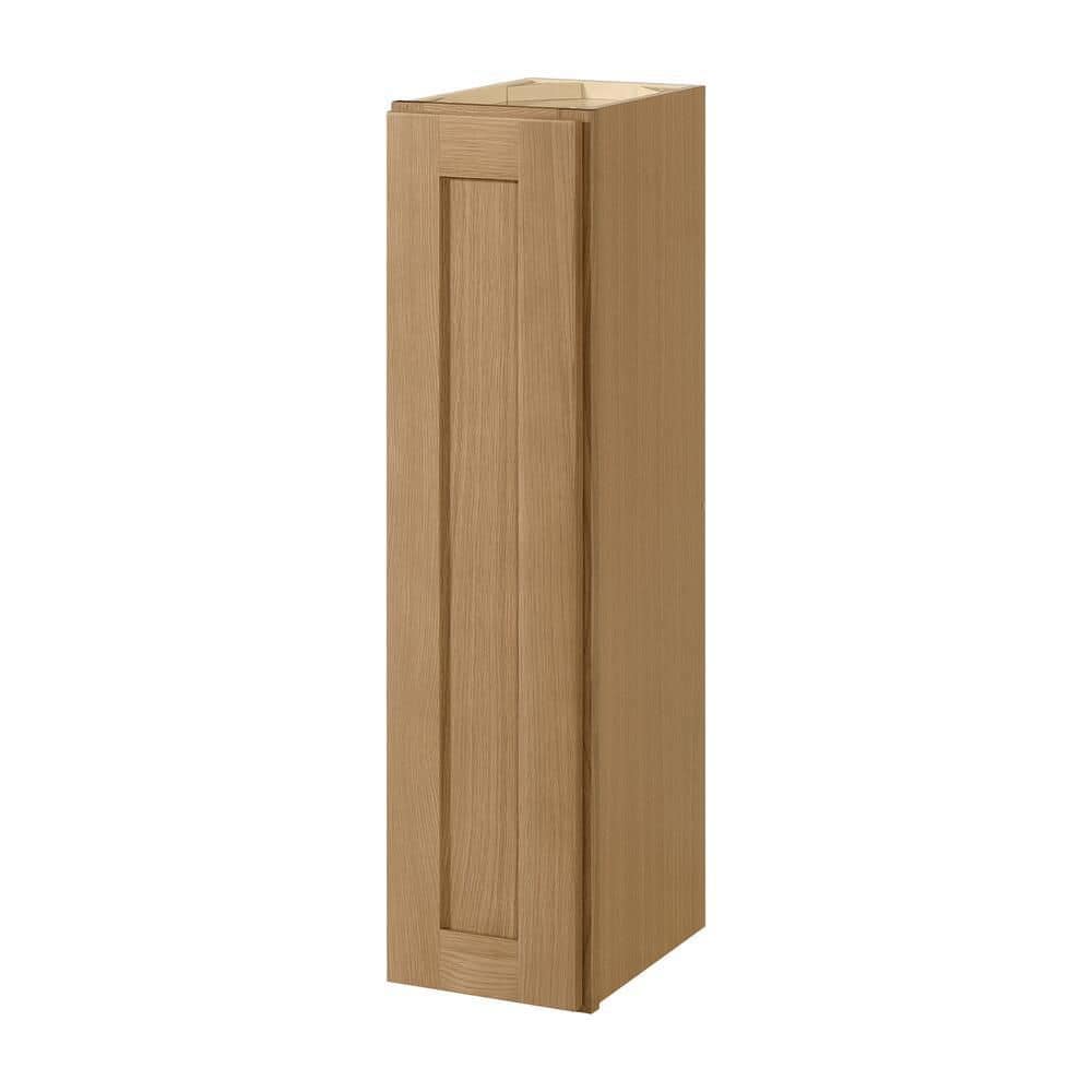 Hampton Bay Avondale 9 in. W x 12 in. D x 36 in. H Ready to Assemble Plywood Shaker Wall Kitchen Cabinet in White Oak