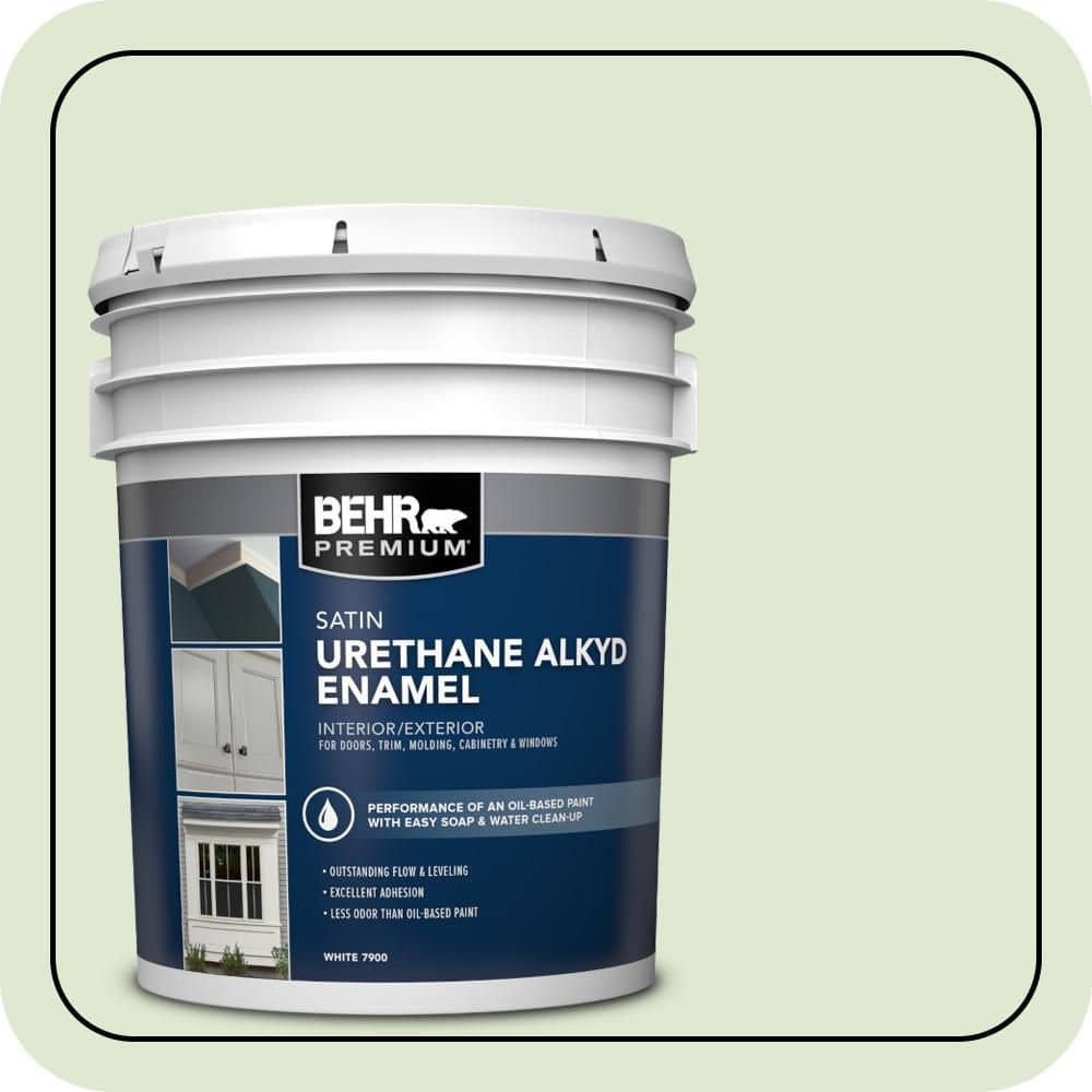 BEHR PREMIUM 5 gal. #M370-2 Cabbage Leaf Urethane Alkyd Satin Enamel Interior/Exterior Paint