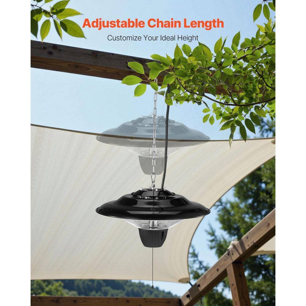 SVOPES Electric Hanging Patio Heater, 1500W Infrared Heater with IP34 Protection, 23.6 in. Pull Cord & Adjustable Chain (3)