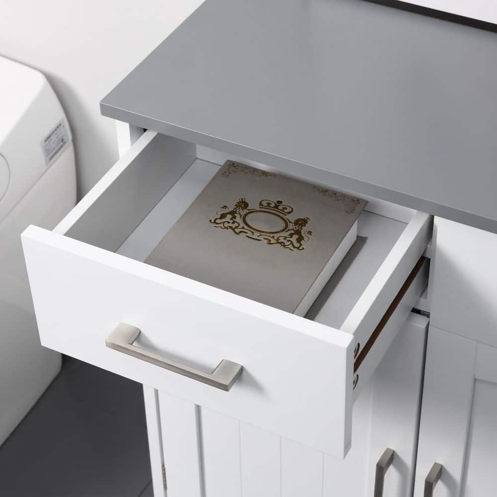 kleankin Freestanding 26.75 in. W x 13 in. D x 30 in. H White Linen Cabinet (2)