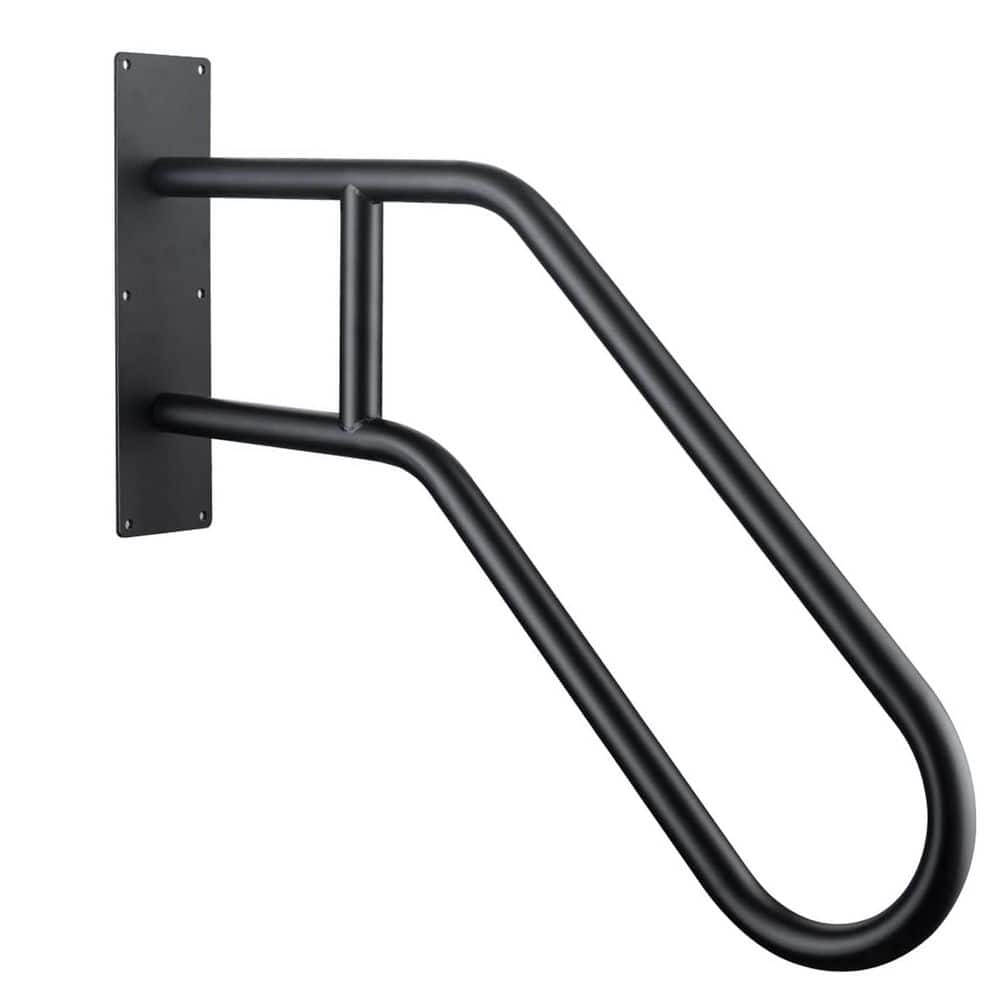 Unbranded 22.8in.1-3 Step Black Metal Wall Mounted Handrail for Cable Railing System Outdoor Indoor Steps Non-Slip Safety Grab Bar (1)
