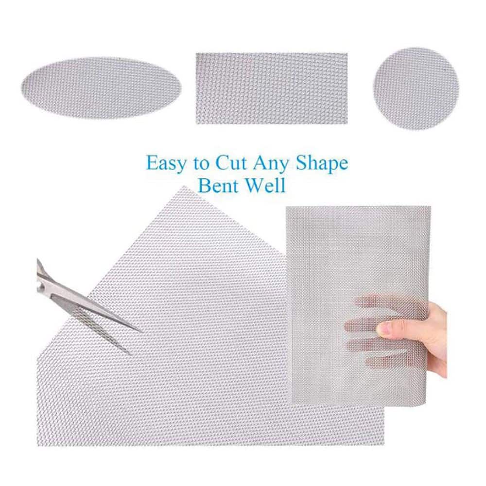 NVNOO 24 in. x 118 in. Stainless Steel Woven Rebar Wire Mesh for Preventing Mouse Mice Snakes Hornets Rodents Entering, Silver (2)