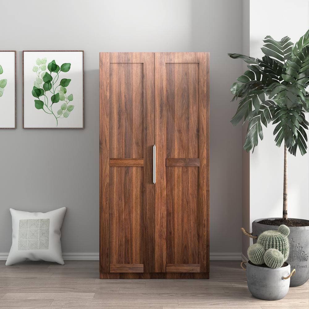 Cesicia 31.5 in. W 21.65 in. D 62.99 in. H MDF Freestanding Linen Cabinet with 2 Doors and 5 Shelves (3)