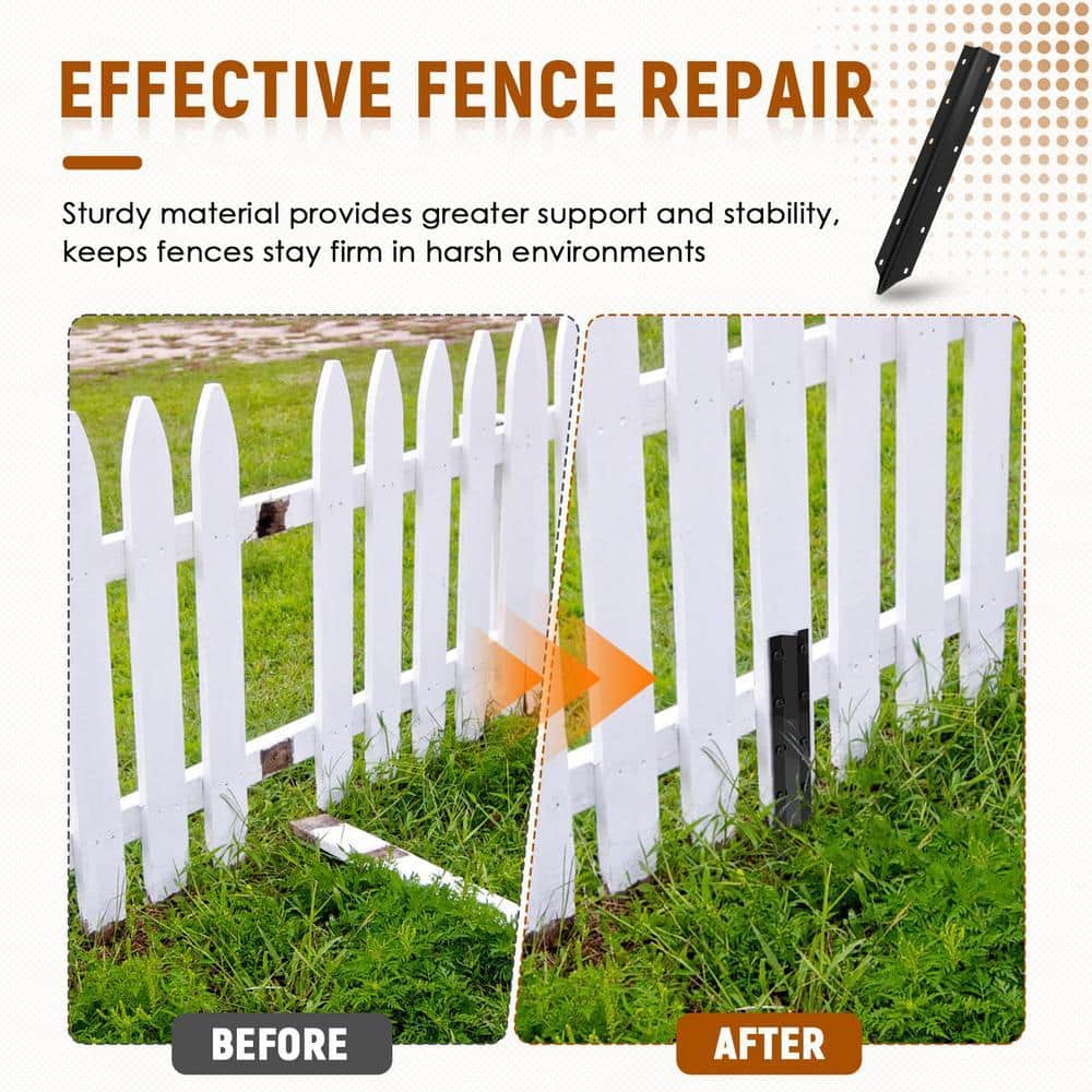 Angel Sar 16.5 in. Heavy-Duty Steel Fence Post Repair Stakes, Easy Installation Kit Included (10-Pack) (2)