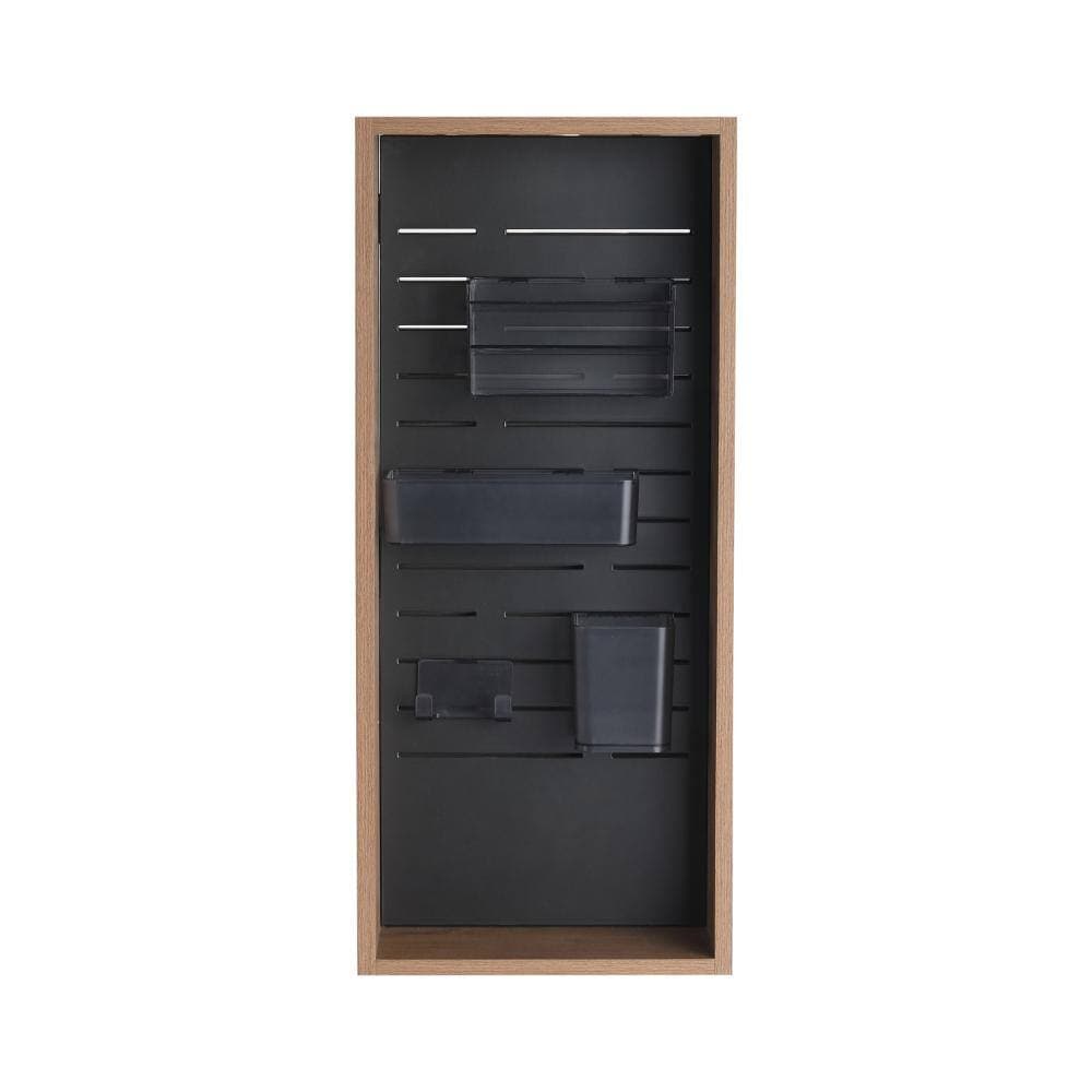 UPIKER 12 Inch Wall Mounted Storage Cabinet without door, 4 DIY Accessories-Frosted Plastic Bins & Hooks, Plywood (2)
