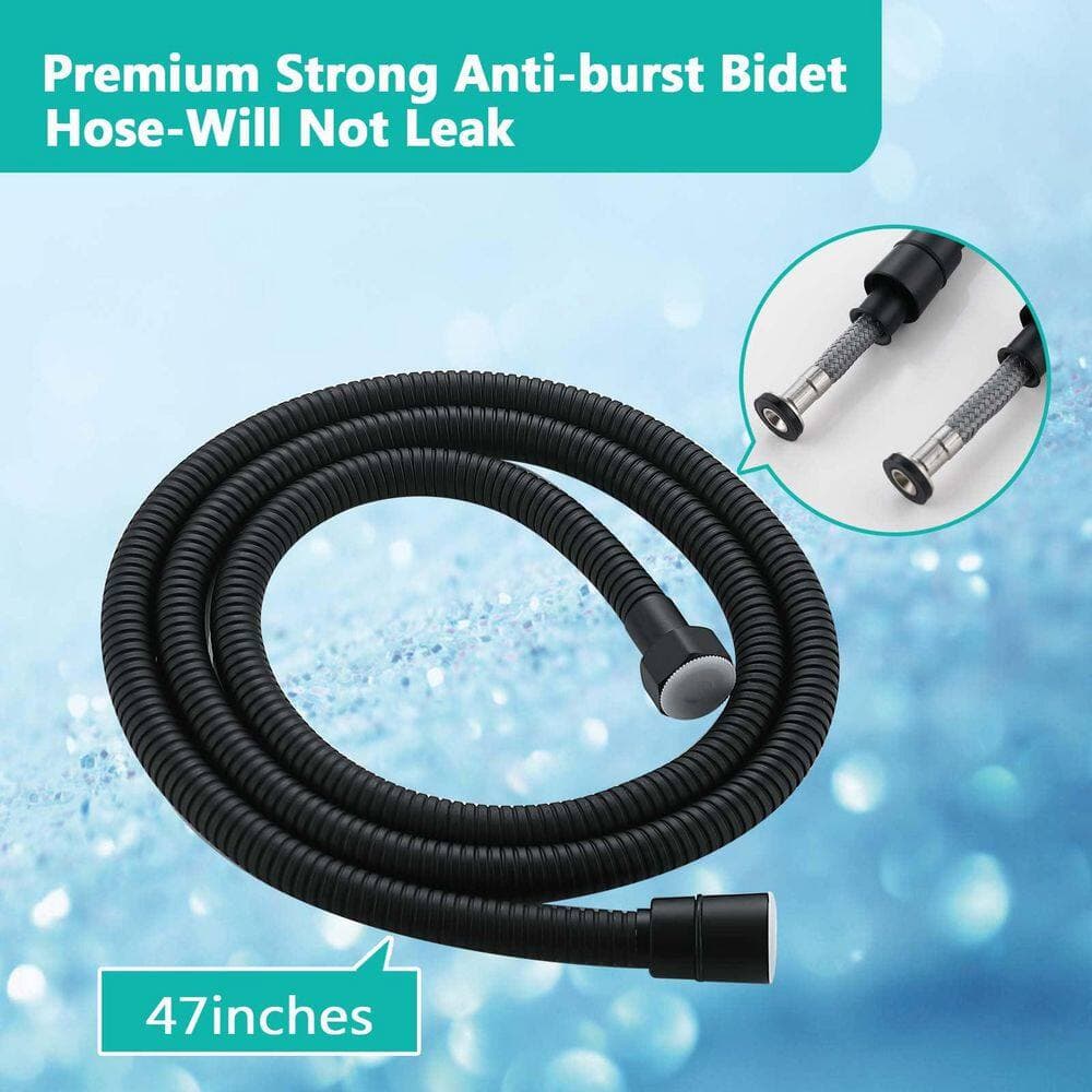 Anqtovp Handheld Bidet Sprayer Attachment with Precision Pressure Control, Stainless Steel Hose, Brass T-Valve, Matte Black (3)