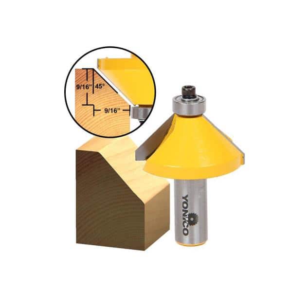 Yonico Chamfer Edge Forming 45-1/2 in. Shank Carbide Tipped Router Bit (2)