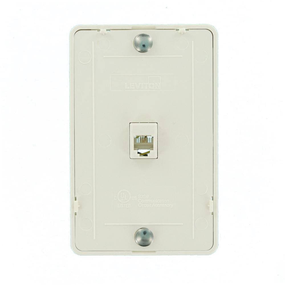 Leviton 6P4C Type 630A Wall Phone Jack, Light Almond 40214-T (2)