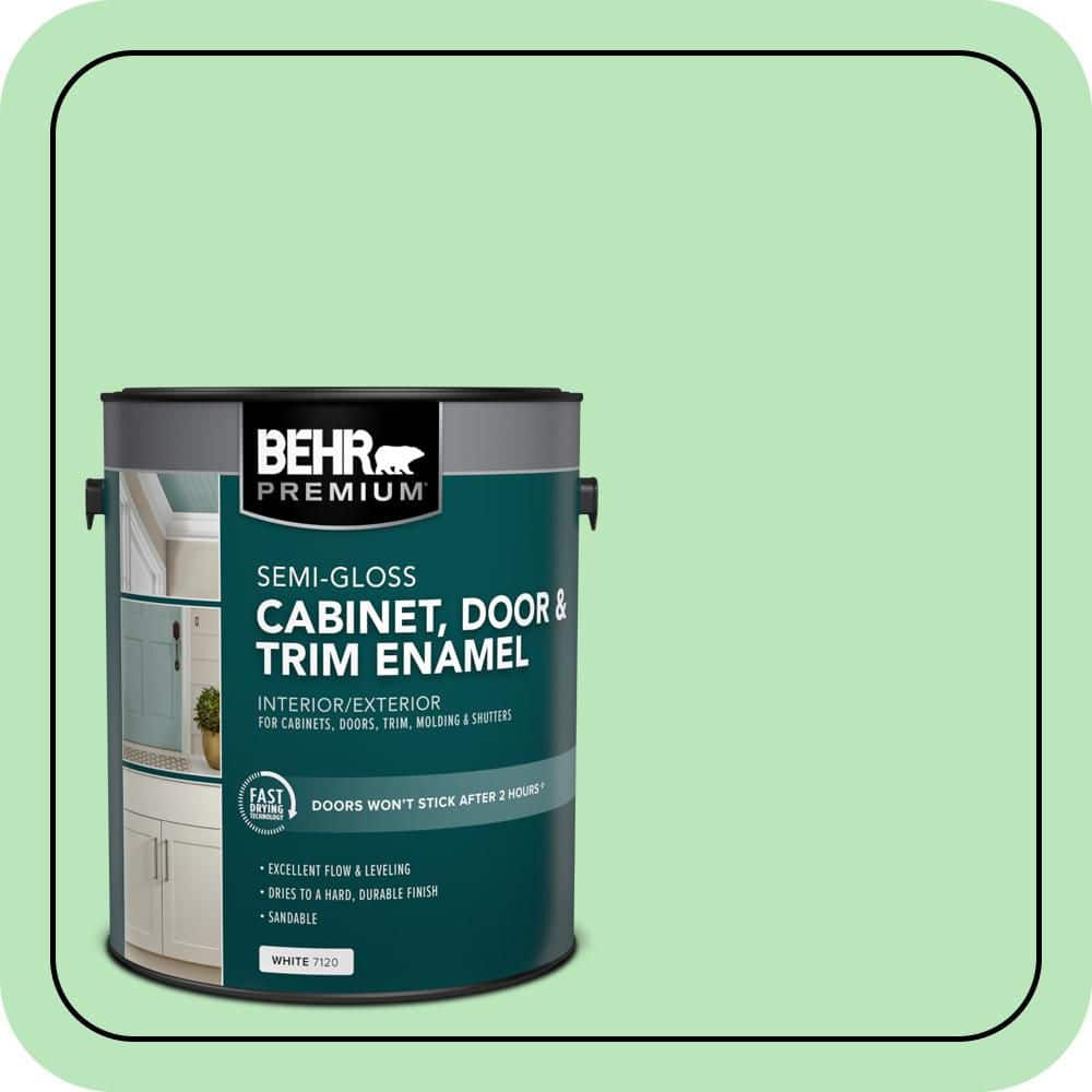 BEHR PREMIUM 1 gal. #P390-3 Mint Parfait Semi-Gloss Enamel Interior/Exterior Cabinet, Door & Trim Paint
