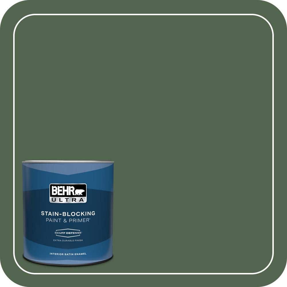 BEHR ULTRA 1 qt. #S410-7 Equestrian Green Extra Durable Satin Enamel Interior Paint & Primer
