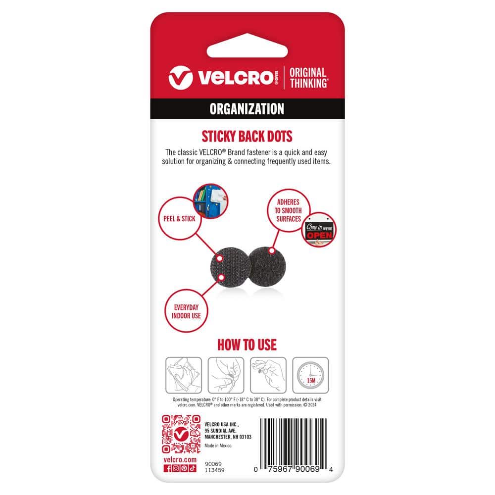 VELCRO 5/8 in. Sticky Back Coin, Black (3)