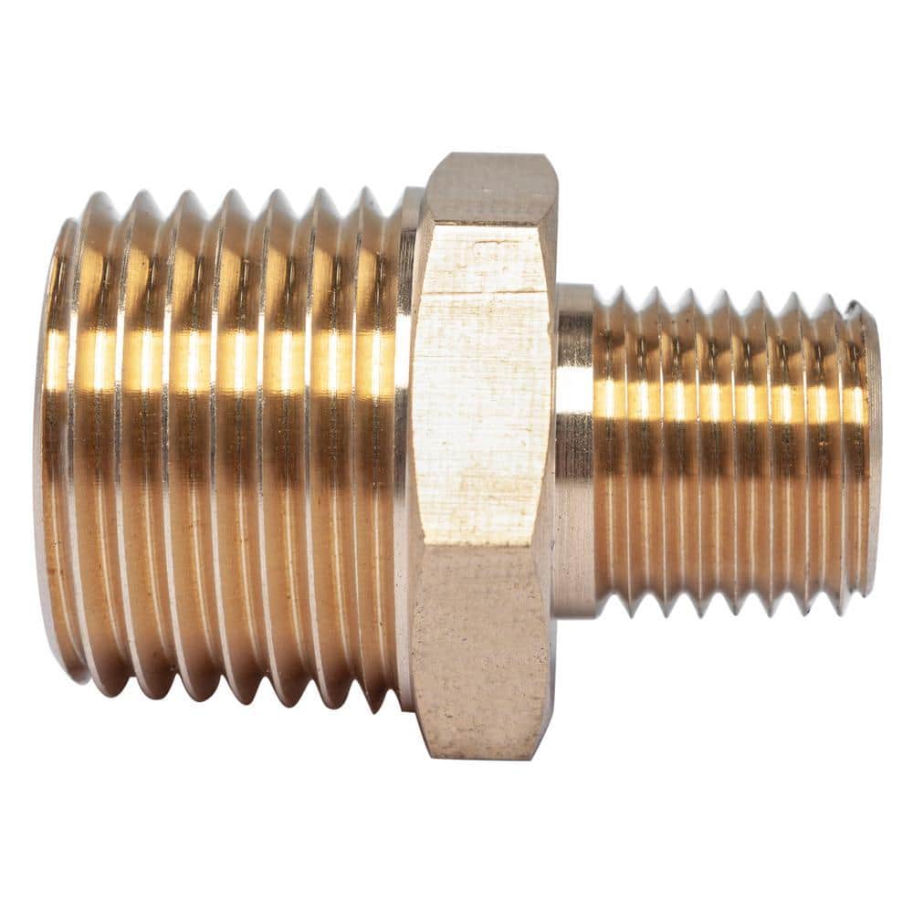 LTWFITTING 1/2 in. 1/4 in. MIP Brass Pipe Hex Reducing Nipple Fitting