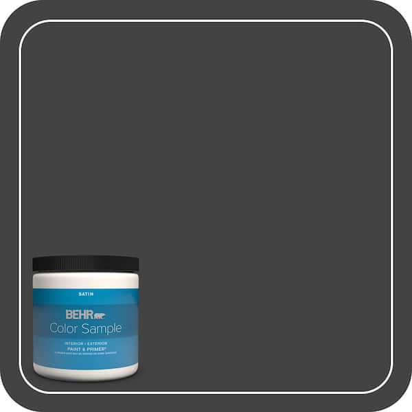 BEHR PREMIUM PLUS 8 oz. #S-H-790 Black Suede Satin Enamel Interior/Exterior Paint & Primer Color Sample (2)